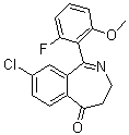 structure of CAS# 869367-01-1, 8-氯-1-(2-氟-6-甲氧基苯基)-3,4-二氢-5H-2-苯并氮杂卓-5-酮