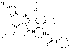 CAS # 870120-40-4, 2-[4-[[(4S,5R)-4,5-Bis(4-chlorophenyl)-2-[4-(1,1-dimethylethyl)-2-ethoxyphenyl]-4,5-dihydro-1H-imidazol-1-yl]carbonyl]-1-piperazinyl]-1-(4-morpholinyl)ethanone