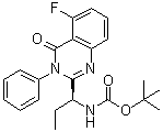 structure of CAS# 870281-85-9, [(1S)-1-(5-氟-3,4-二氢-4-氧代-3-苯基-2-喹唑啉基)丙基]氨基甲酸叔丁酯
