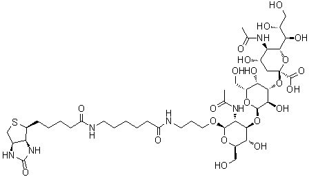 CAS 登录号：870892-22-1, (3aS,4S,6aR)-N-[6-[[3-[[O-(N-乙酰基-alpha-神经胺酸基)-(2→3)-O-beta-D-吡喃半乳糖基-(1→3)-2-(乙酰氨基)-2-脱氧-D-吡喃葡萄糖基]氧基]丙基]氨基]-6-氧代己基]六氢-2-氧代-1H-噻吩并[3,4-d]咪唑-4-戊酰胺