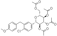 CAS 登录号：872980-38-6, (1S)-1,5-脱水-1-C-[4-氯-3-[(4-甲氧基苯基)甲基]苯基]-D-山梨糖醇四乙酸酯