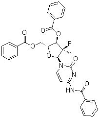 structure of CAS# 874638-94-5, N-[1-[(2R)-3,5-Di-O-benzoyl-2-deoxy-2-fluoro-2-methyl-alpha-D-erythro-pentofuranosyl]-1,2-dihydro-2-oxo-4-pyrimidinyl]benzamide