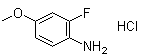 structure of CAS# 874959-93-0, 2-氟-4-甲氧基苯胺盐酸盐