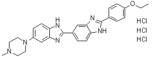 structure of CAS# 875756-97-1, 2'-(4-Ethoxyphenyl)-5-(4-methyl-1-piperazinyl)-2,5'-bi-1H-benzimidazole trihydrochloride