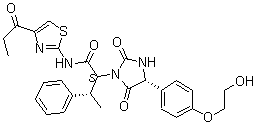 CAS # 876755-27-0, Ro 4927350, (2S,3S)-2-[(4R)-4-[4-(2-Hydroxyethoxy)phenyl]-2,5-dioxoimidazolidin-1-yl]-3-phenyl-N-(4-propionylthiazol-2-yl)butanamide