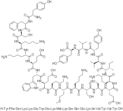 CAS 登录号：877380-06-8, L-酪氨酰-L-苯丙氨酰-L-丝氨酰-L-赖氨酰-L-赖氨酰-L-alpha-谷氨酰-L-色氨酰-L-alpha-谷氨酰-L-赖氨酰-L-蛋氨酰-L-赖氨酰-L-丝氨酰-L-丝氨酰-L-alpha-谷氨酰-L-赖氨酰-L-异亮氨酰-L-缬氨酰-L-酪氨酰-L-缬氨酰-L-酪氨酸
