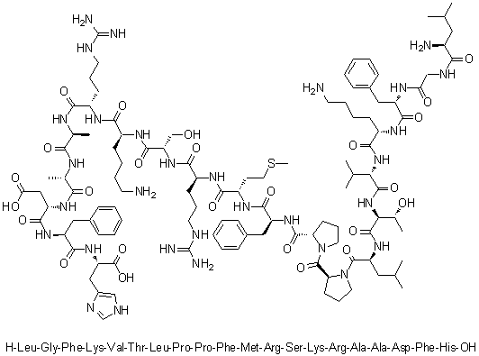 CAS # 877380-09-1, L-Leucylglycyl-L-phenylalanyl-L-lysyl-L-valyl-L-threonyl-L-leucyl-L-prolyl-L-prolyl-L-phenylalanyl-L-methionyl-L-arginyl-L-seryl-L-lysyl-L-arginyl-L-alanyl-L-alanyl-L-alpha-aspartyl-L-phenylalanyl-L-histidine