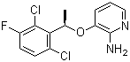structure of CAS# 877397-71-2, 3-[[(1R)-1-(2,6-Dichloro-3-fluorophenyl)ethyl]oxy]pyridin-2-amine