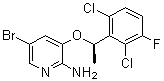 structure of CAS# 877399-00-3, [5-溴-3-[(1R)-(2,6-二氯-3-氟苯基)乙氧基]吡啶-2-基]胺