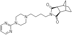 CAS # 87760-53-0, Tandospirone, 3a,4,7,7a-Hexahydro-2-(4-(4-(2-pyrimidinyl)-1-piperazinyl)butyl)-4,7-methano-1H-isoindole-1,3(2H)-dione