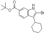 structure of CAS# 879498-90-5, tert-Butyl 2-bromo-3-cyclohexyl-1H-indole-6-carboxylate