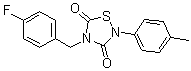 structure of CAS# 883050-24-6, 4-[(4-氟苯基)甲基]-2-(4-甲基苯基)-1,2,4-噻二唑烷-3,5-二酮