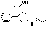 structure of CAS# 884048-45-7, (3S,4R)-1-叔丁氧羰基-4-苯基吡咯烷-3-羧酸
