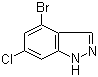 structure of CAS# 885519-03-9, 4-Bromo-6-chloro-1H-indazole