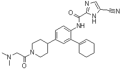 CAS # 885692-52-4, 5-Cyano-N-[2-(1-cyclohexen-1-yl)-4-[1-[2-(dimethylamino)acetyl]-4-piperidinyl]phenyl]-1H-imidazole-2-carboxamide