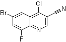 structure of CAS# 886362-71-6, 6-溴-4-氯-8-氟-3-喹啉甲腈