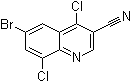structure of CAS# 886362-77-2, 6-溴-4,8-二氯-3-喹啉甲腈