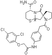 structure of CAS# 894787-30-5, (2R,4'R,8'aR)-1-[2-[4-[[2-(2,4-二氯苯氧基)乙酰基]氨基]苯基]乙酰基]四氢-6'-氧代螺[吡咯烷-2,7'(6'H)-[2H]吡咯并[2,1-b][1,3]噻嗪]-4'-甲酰胺