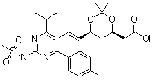 CAS # 894787-93-0, (4R,6S)-6-[(1E)-2-[4-(4-Fluorophenyl)-6-(1-methylethyl)-2-[methyl(methylsulfonyl)amino]-5-pyrimidinyl]ethenyl]-2,2-dimethyl-1,3-dioxane-4-acetic acid