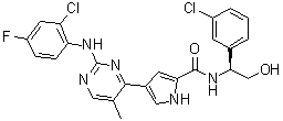 structure of CAS# 896720-20-0, 4-[2-[(2-氯-4-氟苯基)氨基]-5-甲基-4-嘧啶基]-N-[(1S)-1-(3-氯苯基)-2-羟基乙基]-1H-吡咯-2-甲酰胺