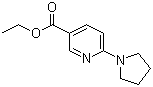 CAS # 897399-74-5, Ethyl 6-(pyrrolidin-1-yl)nicotinate, 2-(Pyrrolidin-1-yl)pyridine-5-carboxylic acid ethyl ester, 6-(Pyrrolidin-1-yl)nicotinic acid ethyl ester