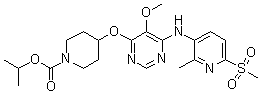 structure of CAS# 897732-93-3, 4-[[6-[(6-甲基磺酰基-2-甲基吡啶-3-基)氨基]-5-甲氧基嘧啶-4-基]氧基]哌啶-1-羧酸异丙酯