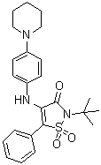 structure of CAS# 898800-26-5, 2-叔丁基-5-苯基-4-[[4-(1-哌啶基)苯基]氨基]-3(2H)-异噻唑啉酮 1,1-二氧化物