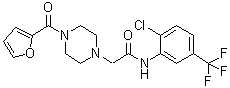 structure of CAS# 899713-86-1, N-[2-氯-5-(三氟甲基)苯基]-4-(2-呋喃基羰基)-1-哌嗪乙酰胺