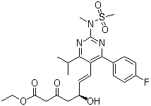 structure of CAS# 901765-36-4, (5S,6E)-7-[4-(4-氟苯基)-6-异丙基-2-(N-甲基-N-甲磺酰基)嘧啶-5-基]-5-羟基-3-氧代-6-庚烯酸乙酯