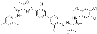 CAS # 90268-24-9, Pigment Yellow 176, 2,2'-[(3,3'-Dichloro[1,1'-biphenyl]-4,4'-diyl)bis(azo)]bis[3-oxo-butanamide N,N'-bis(4-chloro-2,5-dimethoxyphenyl and 2,4-xylyl) derivs., C.I. 21103