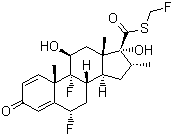 CAS # 90566-53-3, Fluticasone, (6S,9S,10S,11S,13S,14S,16R,17R)-6,9-Difluoro-17-(fluoromethylsulfanylcarbonyl)-11,17-dihydroxy-10,13,16-trimethyl-6,7,8,11,12,14,15,16-octahydrocyclopenta[a]phenanthren-3-one