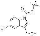 structure of CAS# 905710-14-7, 5-Bromo-3-(hydroxymethyl)-1H-indole-1-carboxylic acid 1,1-dimethylethyl ester