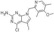 structure of CAS# 911397-54-1, 4-氯-5-碘-7-[(4-甲氧基-3,5-二甲基-2-吡啶基)甲基]-7H-吡咯并[2,3-d]嘧啶-2-胺