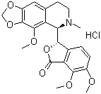 CAS # 912-60-7, Noscapine hydrochloride, 6,7-Dimethoxy-3-(4-methoxy-6-methyl-7,8-dihydro-5H-[1,3]dioxolo[4,5-g]isoquinolin-5-yl)-3H-2-benzofuran-1-one hydrochloride
