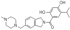 structure of CAS# 912999-49-6, [1,3-二氢-5-[(4-甲基-1-哌嗪基)甲基]-2H-异吲哚-2-基][2,4-二羟基-5-(1-甲基乙基)苯基]甲酮