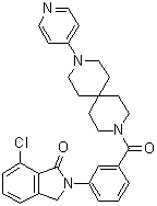 structure of CAS# 913064-47-8, 7-Chloro-2-[3-[[9-(pyridin-4-yl)-3,9-diazaspiro[5.5]undecan-3-yl]carbonyl]phenyl]-2,3-dihydroisoindol-1-one