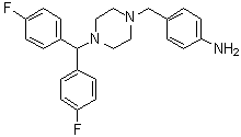 structure of CAS# 914349-63-6, 4-[[4-[二(4-氟苯基)甲基]-1-哌嗪基]甲基]苯胺