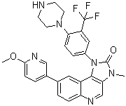 CAS 登录号：915020-55-2, 8-(6-甲氧基吡啶-3-基)-3-甲基-1-[4-(哌嗪-1-基)-3-三氟甲基苯基]-1,3-二氢咪唑并[4,5-c]喹啉-2-酮