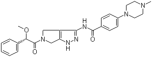 CAS 登录号：916995-51-2, 4-(4-甲基-1-哌嗪基)-N-[1,4,5,6-四氢-5-[(2S)-2-甲氧基-2-苯基乙酰基]吡咯并[3,4-c]吡唑-3-基]苯甲酰胺