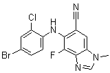 structure of CAS# 917980-15-5, 5-[(4-溴-2-氯苯基)氨基]-4-氟-1-甲基-1H-苯并咪唑-6-甲腈