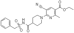 structure of CAS# 919351-41-0, 6-[4-[[(苄基磺酰基)氨基]羰基]哌啶-1-基]-5-氰基-2-甲基烟酸乙酯