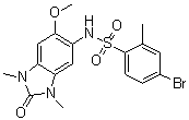 structure of CAS# 919973-83-4, 4-Bromo-N-(2,3-dihydro-6-methoxy-1,3-dimethyl-2-oxo-1H-benzimidazol-5-yl)-2-methylbenzenesulfonamide