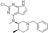 structure of CAS# 923036-25-3, 2-氯-N-甲基-N-[(3R,4R)-4-甲基-1-(苯基甲基)-3-哌啶基]-7H-吡咯并[2,3-d]嘧啶-4-胺