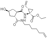 CAS 登录号：923604-77-7, (1R,2S)-2-乙烯基-1-[[[(1R,2R,4R)-2-[(6-庚烯-1-基氨基)羰基]-4-羟基环戊基]羰基]氨基]环丙烷羧酸乙酯