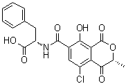 CAS 登录号：93261-84-8, (R)-N-[(5-氯-3,4-二氢-8-羟基-3-甲基-1,4-二氧代-1H-2-苯并吡喃-7-基)羰基]-L-苯丙氨酸