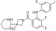 structure of CAS# 934662-91-6, 1-[[3,4-二氟-2-[(2-氟-4-碘苯基)氨基]苯基]羰基]-3-(哌啶-2-基)氮杂环丁-3-醇