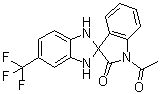 CAS 登录号：93500-62-0, 1'-乙酰基-1,3-二氢-5-(三氟甲基)螺[2H-苯并咪唑-2,3'-[3H]吲哚]-2'(1'H)-酮
