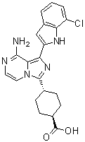 structure of CAS# 936889-68-8, 反式-4-[8-氨基-1-(7-氯-1H-吲哚-2-基)咪唑并[1,5-a]吡嗪-3-基]环己烷羧酸