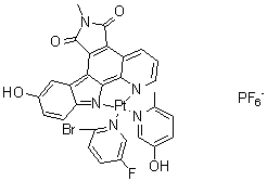 CAS # 937379-49-2, (SP-4-2)-(2-Bromo-5-fluoropyridine)(9-hydroxy-6-methylpyrido[2,3-a]pyrrolo[3,4-c]carbazole-5,7(1H,6H)-dionato)(6-methyl-3-pyridinol)platinum hexafluorophosphate