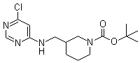 structure of CAS# 939986-78-4, 3-[[(6-Chloro-4-pyrimidinyl)amino]methyl]-1-piperidinecarboxylic acid tert-butyl ester